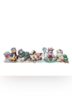 Enesco Calico Kittens Lot of 5 1996-1999 Cat Statues